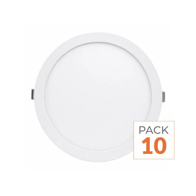 Spot LED Extra Plat Downlight Rond 12W Blanc CCT - 3000K/4000K/6000K - Pack de 10