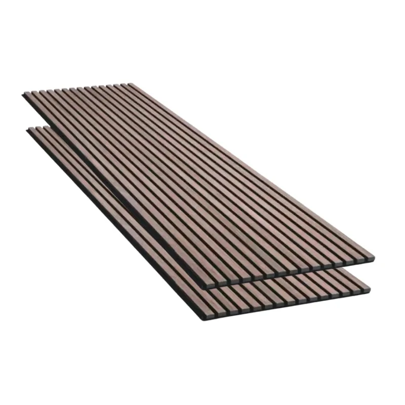 Lot de 2 Panneaux Acoustiques Muraux Bois 240x60x2,2cm - Finition Noyer - Fond Noir