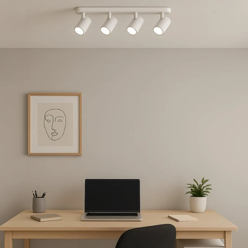 Plafonnier 4 Spots Orientables Alu Blanc pour Ampoule GU10