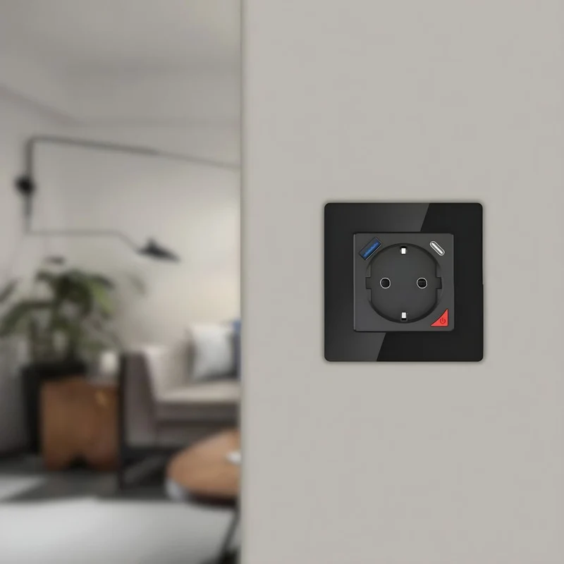 Tomada Inteligente Embutida 16A 3500W WiFi + USB-C e USB-A Smartify - Preto