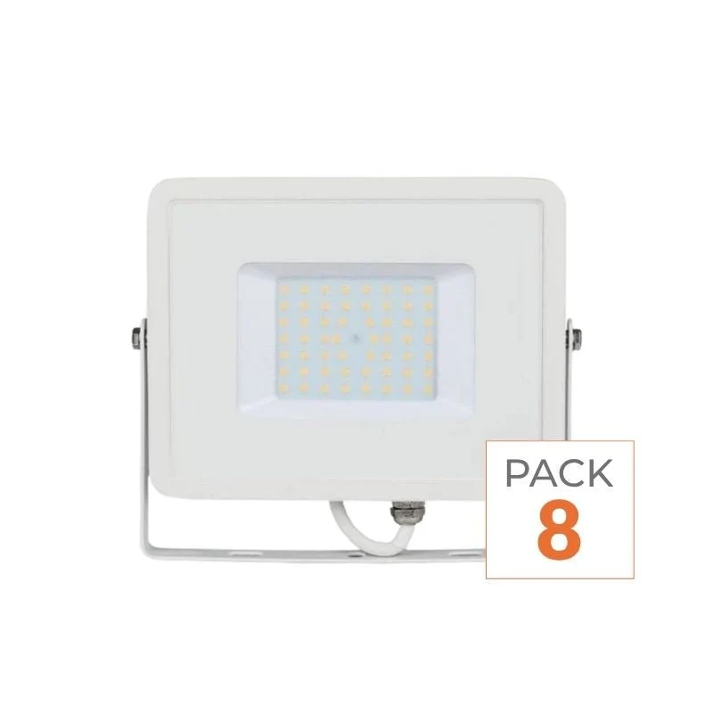 Projecteur LED Extérieur 50W IP65 BLANC Garantie 5 ans - Pack de 8
