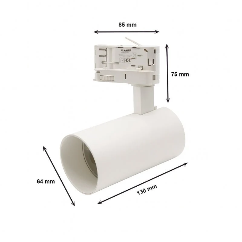 Spot LED sur Rail Triphasé CCT 20W 60° Blanc - 3000K/4000K/6500K
