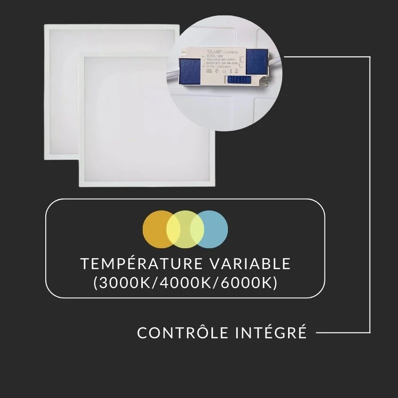 Panneau LED CCT 60x60cm BLANC 48W - 3000K/4000K/6000K - Pack de 6