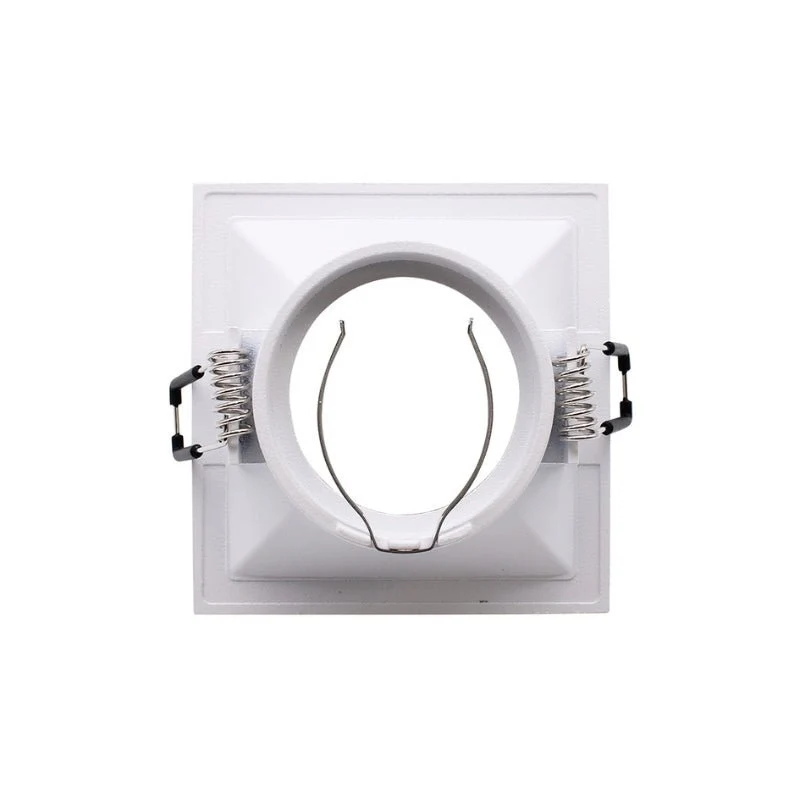 Support Encastrable Spot Carré Blanc Mat pour Ampoule GU10