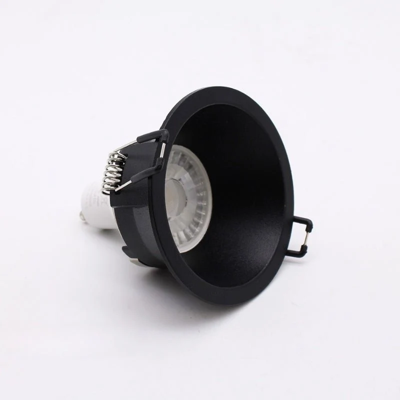Support Encastrable Spot Rond Noir Mat pour Ampoule GU10