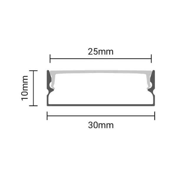 Profilé Aluminium Noir 2m avec Cache Opaque Blanc