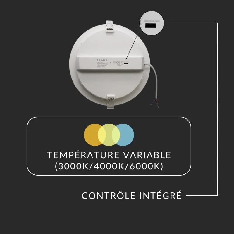Spot LED Rond 24W Ø225mm Température Variable Dimmable - 3000K/4000K/6500K