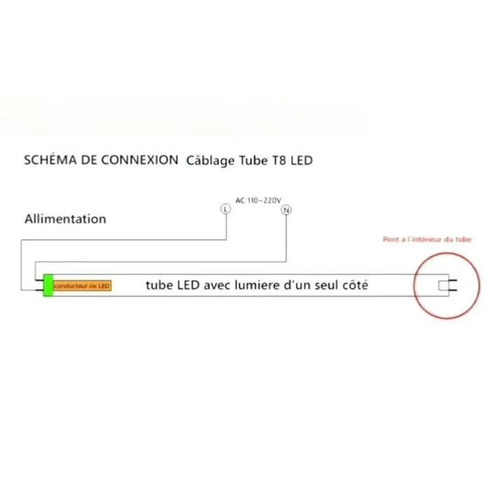 Tube Néon LED T8 60cm 9W 120lm/W