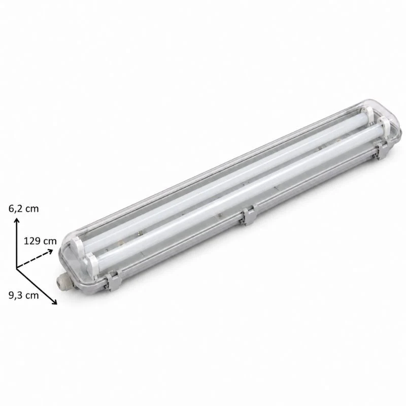 Kit de Réglette LED IP65 + 2 Tube Néon LED 120cm T8 18W - Pack de 6