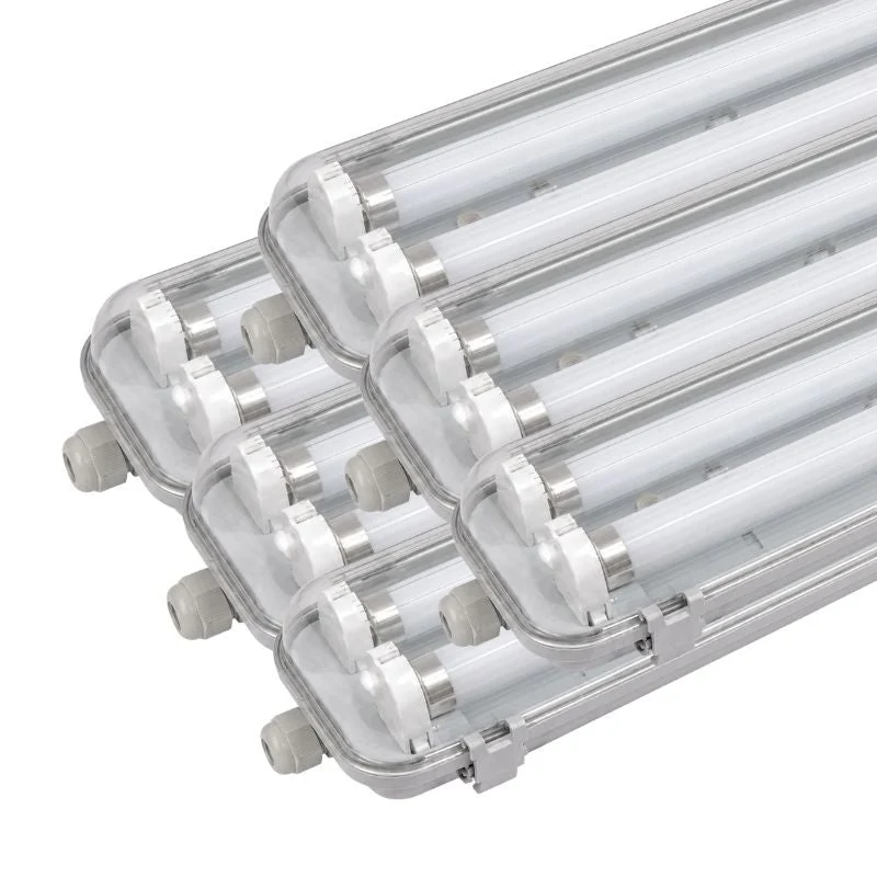 Kit de Réglette LED IP65 + 2 Tube Néon LED 120cm T8 18W - Pack de 6