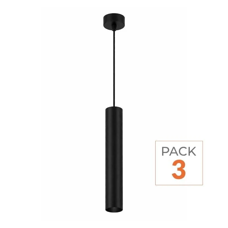 Luminaire Suspendu GU10 IP20 30cm NOIR - Pack de 3