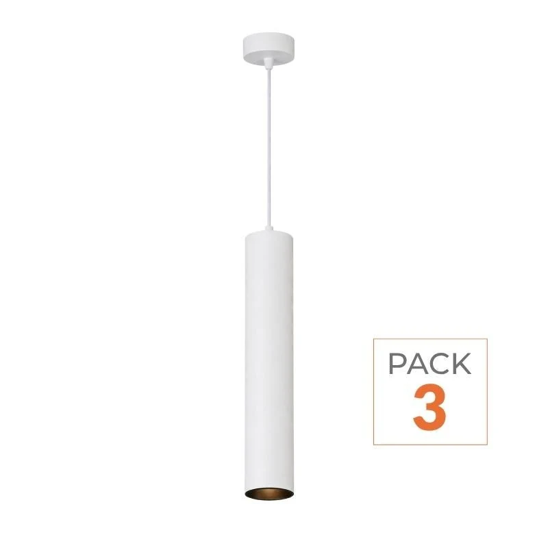 Luminaire Suspendu GU10 IP20 30cm Blanc - Pack de 3