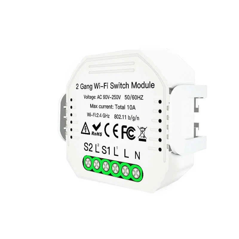 Moes Módulo Interruptor de 2 Canais - Smart WiFi + RF433