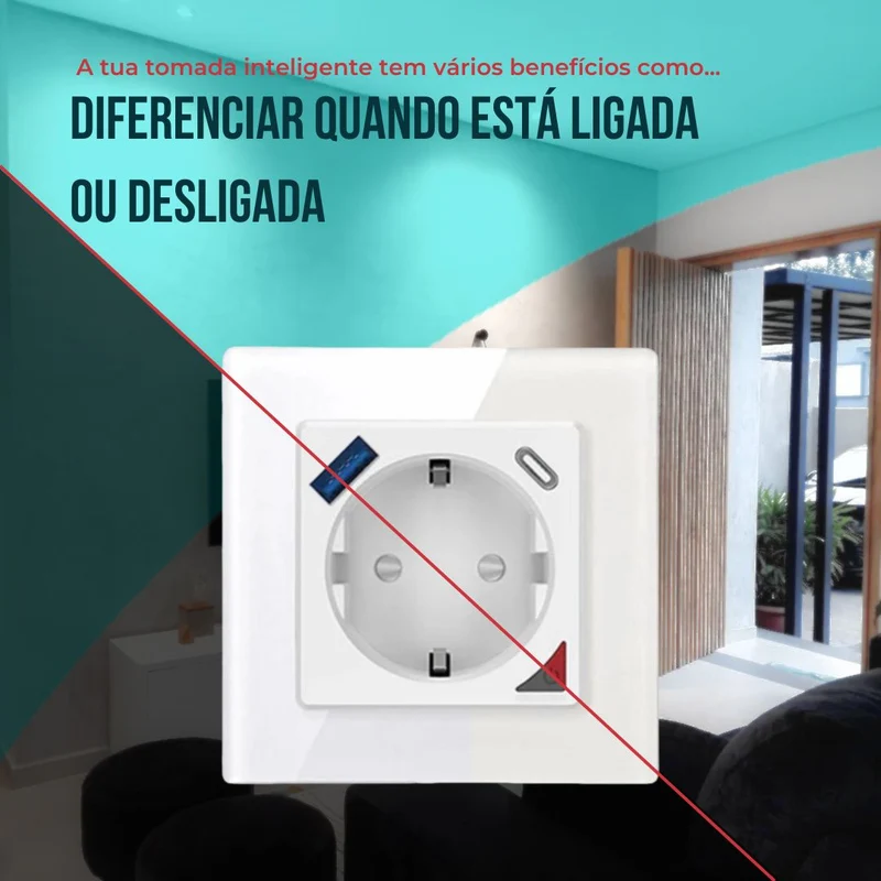 Tomada Inteligente Embutida 16A 3500W WiFi + USB-C e USB-A Smartify - Branco