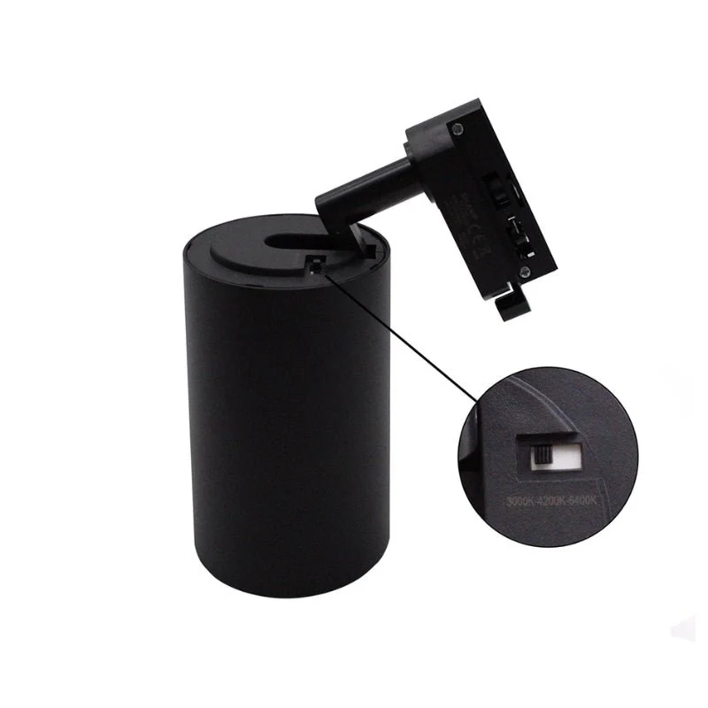 Spot LED sur Rail CCT Monophasé 30W 60° Noir - 3000K/4000K/6500K
