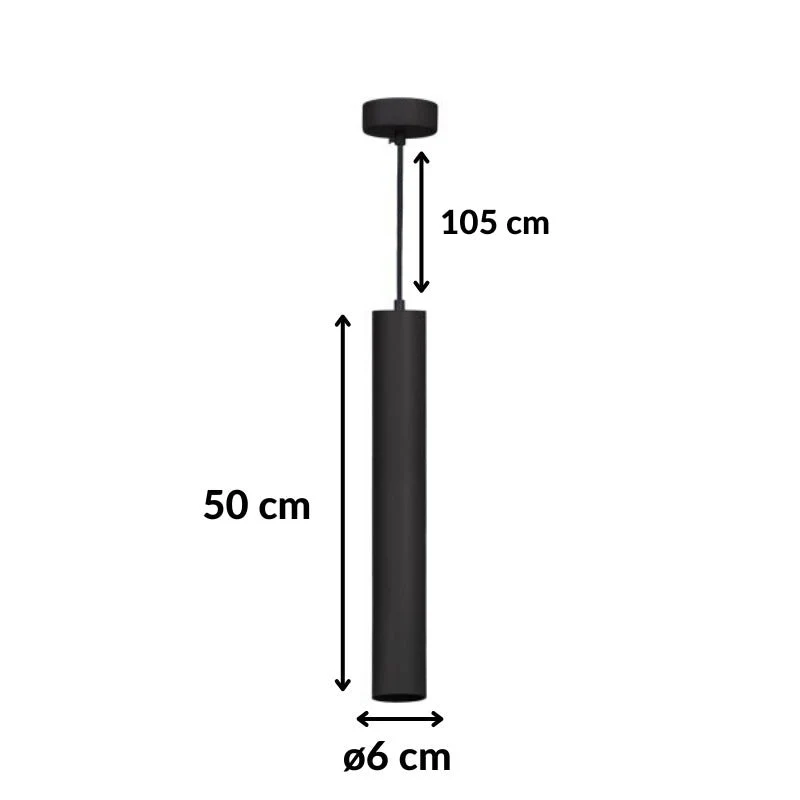 Suspension Luminaire GU10 IP20 50cm Noire