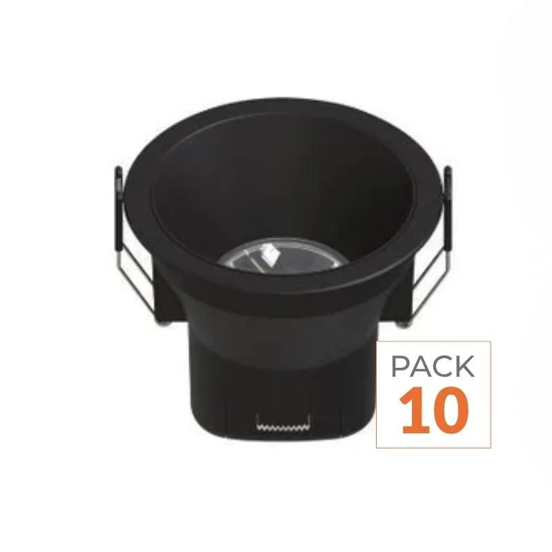Spot LED Encastrable 8W IP44 Dimmable Noir CCT Ø90mm - 3000K/4000K/5000K/5700K - Pack de 10