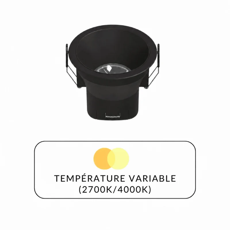 Spot Encastrable BBC Dimmable Noir LED 8W CCT ø90mm - 3000K/4000K/5000K/5700K