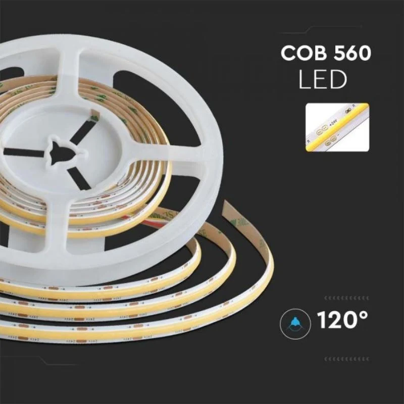 Ruban LED COB 5m Dimmable CCT 24V 18W/m 560 LED/m - 3000K/4000K/6500K