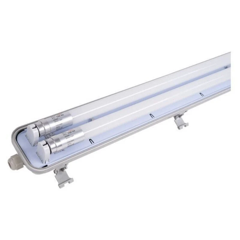 Pack de 8 - Kit de Réglette LED étanche Double IP65 + 2 Tubes T8 120cm 18W