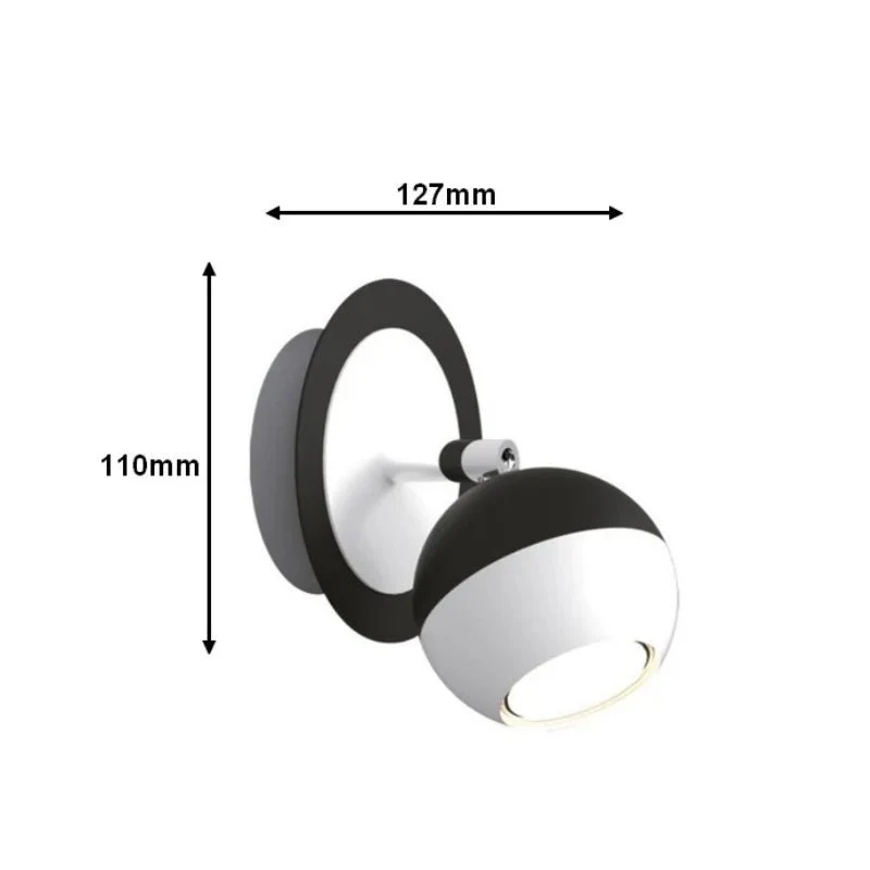 Applique Murale Orientable Noire et Blanche en Saillie pour Ampoule GU10