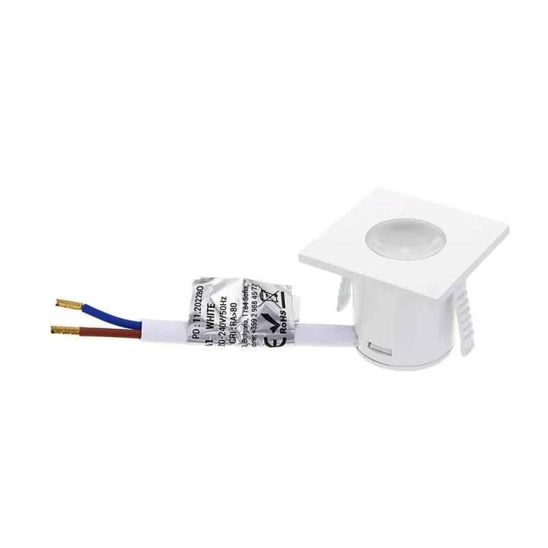 Mini Spot LED Encastrable 1W 90° carré Blanc