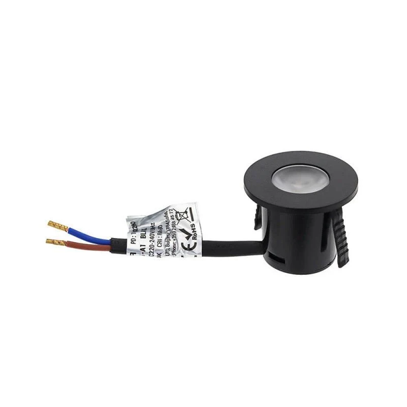 Mini Spot LED Encastrable 1W 90° Rond Noir