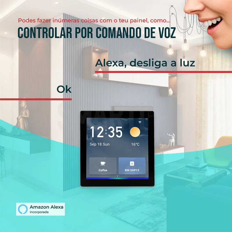 Smartify Painel Controlo 4" WiFi Zigbee Alexa