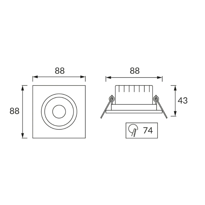 Spot LED Encastrable Orientable 5W Carré Blanc SMD