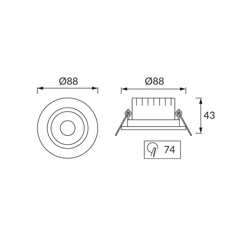 Spot LED Encastrable Orientable 5W Rond Noir SMD