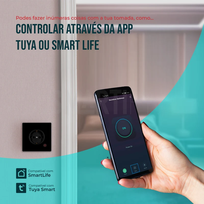 Tomada Inteligente Embutida 16A 3500W WiFi Smartify - Preto