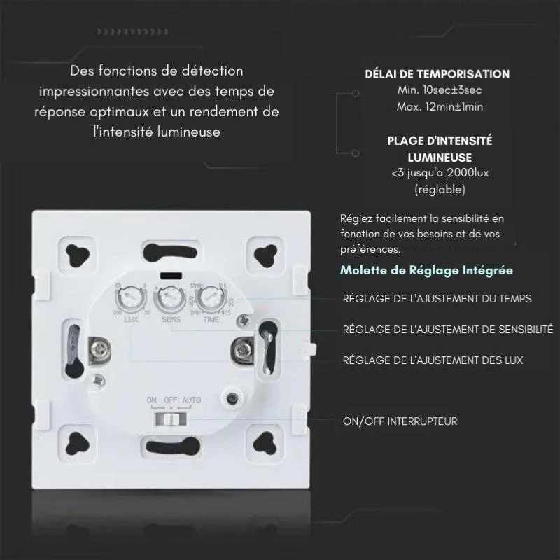 Détecteur de Mouvement Encastrable Micro Ondes Blanc