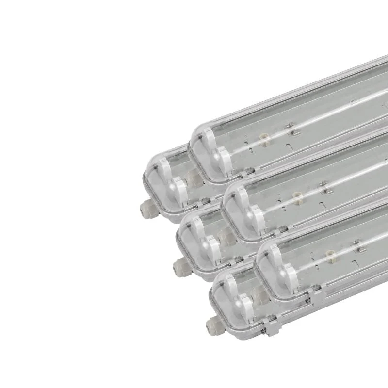 Réglette étanche 120 cm double pour Tube LED T8 IP65 1 côté (Boitier vide) - Pack de 6