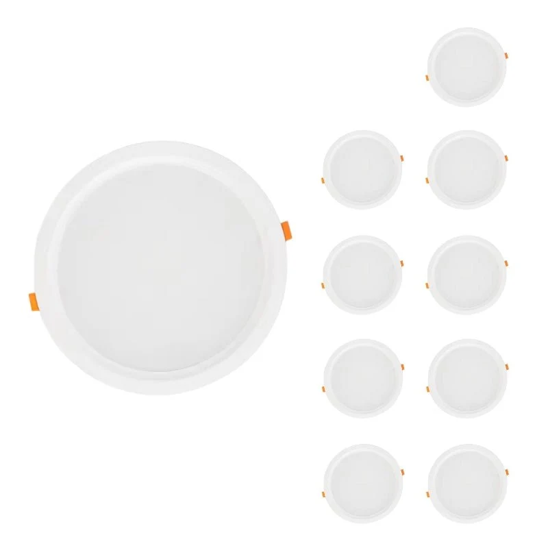 Spot LED Encastrable Plat Étanche 30W BLANC Transformateur Intégré - Pack de 10