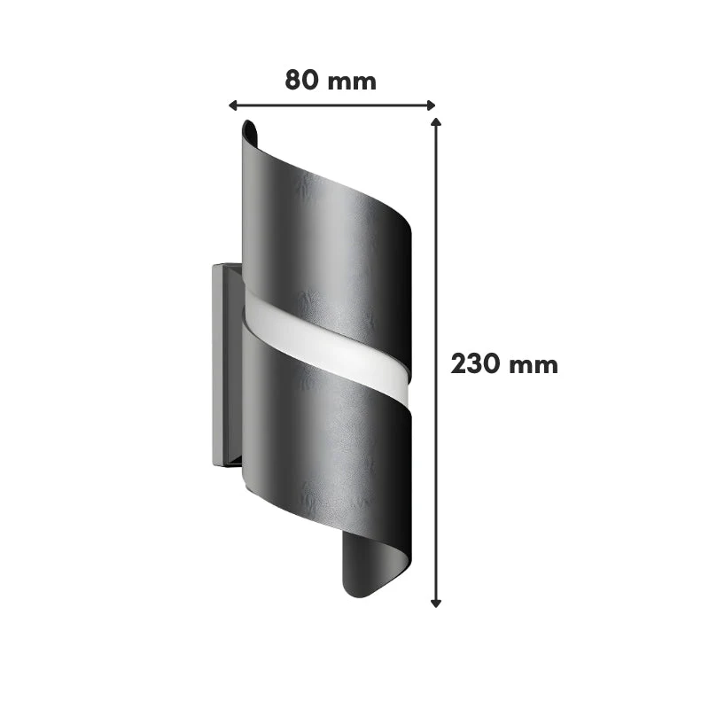 Applique Murale 10W CCT NOIRE IP65 Torsadée - 3000K/4000K/6500K