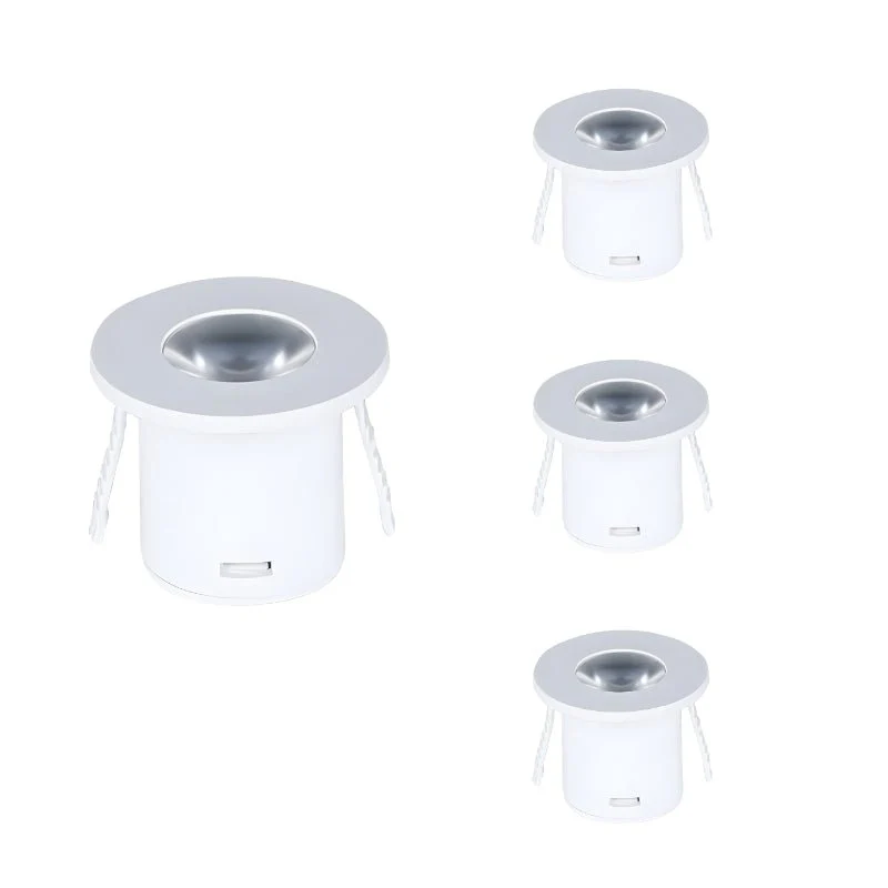 Mini Spot LED Encastrable 1W 90° Rond Blanc - Pack de 4