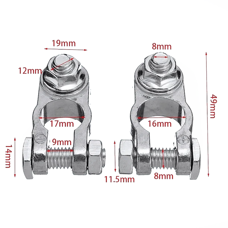 Paire de pinces pour batterie de voiture alliage