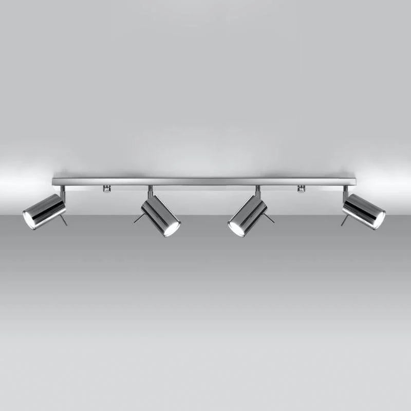 Plafonnier Spot Orientable Inox pour 4 Ampoules GU10
