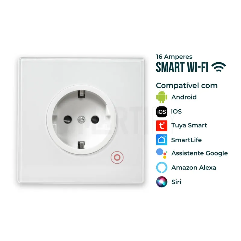Tomada Inteligente Embutida 16A 3500W WiFi Smartify - Branco