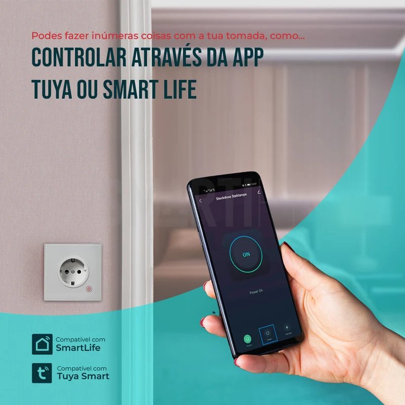 Tomada Inteligente Embutida 16A 3500W WiFi Smartify - Branco