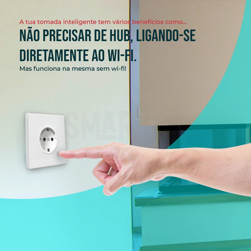 Tomada Inteligente Embutida 16A 3500W WiFi Smartify - Branco