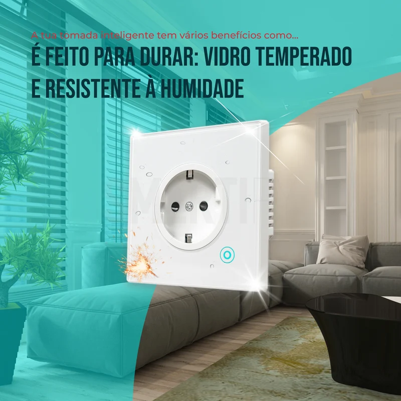 Tomada Inteligente Embutida 16A 3500W WiFi Smartify - Branco