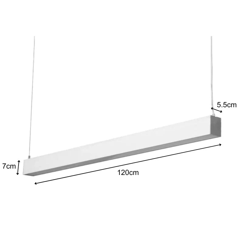 Pack de 10 - Réglette Suspendue LED Large 120cm 35W Argent