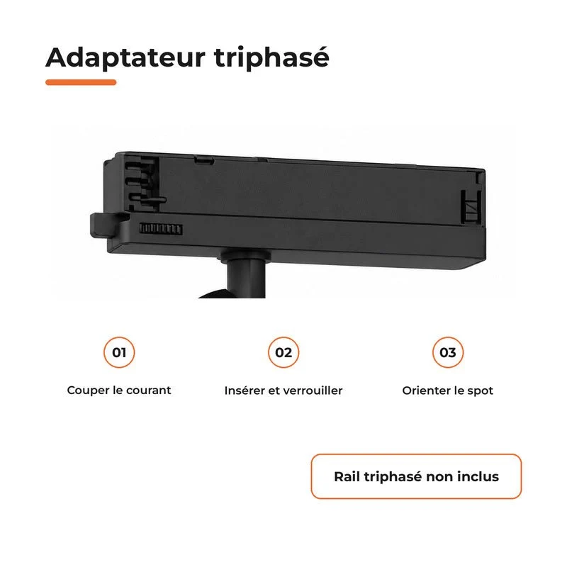 Spot LED sur Rail COB Triphasé 40W 36° Noir Philips - Garantie 5 ans