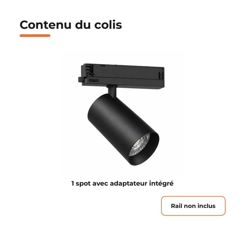 Spot LED sur Rail COB Triphasé 40W 36° Noir Philips - Garantie 5 ans