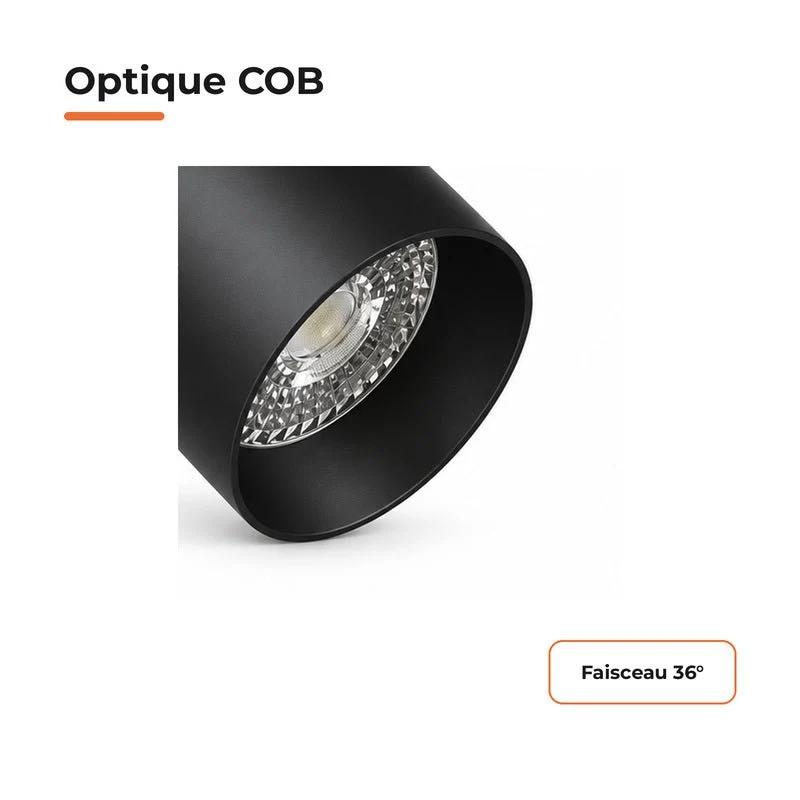 Spot LED sur Rail COB Triphasé 10W 36° Noir Philips - Garantie 5 ans