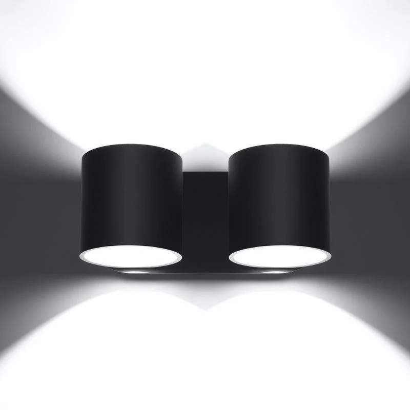 Applique Murale Double Cylindre Noir pour Ampoule G9