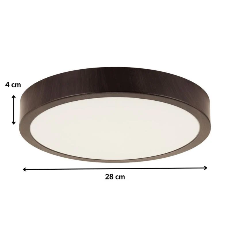 Plafonnier LED 18W Bois Wengé 28cm