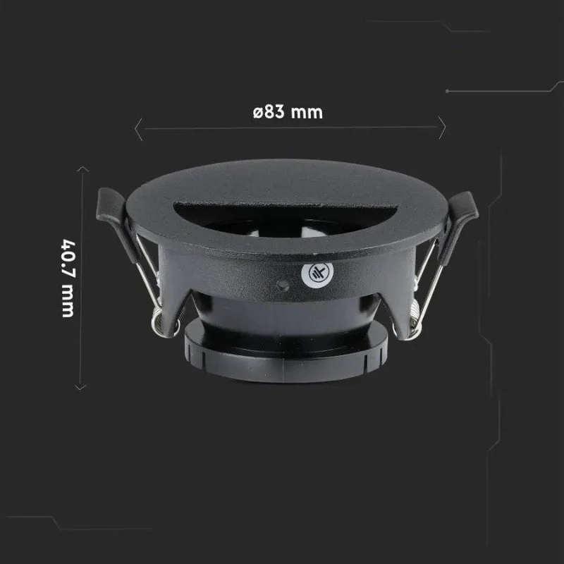Support Spot Aluminium GU10 LED Demi-Rond Noir Orientable ø83 mm