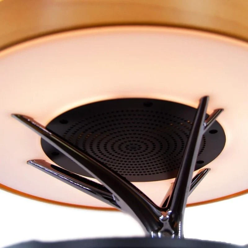 Lampe de Chevet Ronde "Horizon" avec Enceinte & Chargeur Sans fil - Dimmable Tactile - 3000K/4000K/6500K
